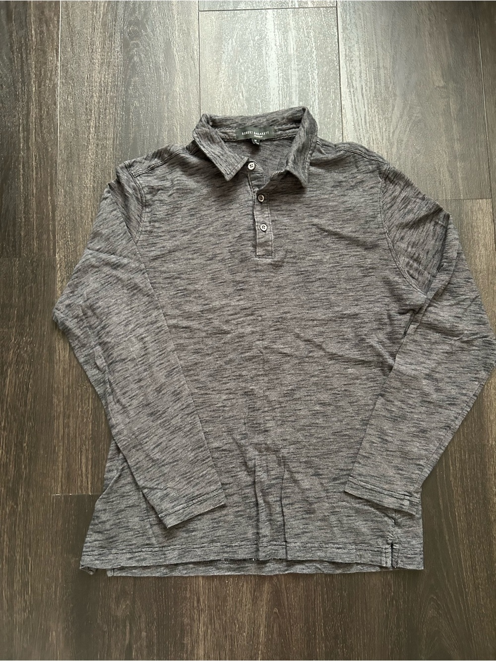 Robert Barakett Charcoal Heather Long-Sleeve Polo